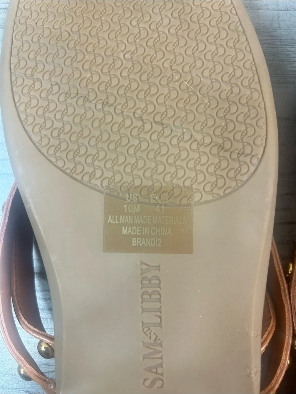 Sam&LibbyWomen’s Size 10(41) Studedd Strappy Slide Sandals - Tan